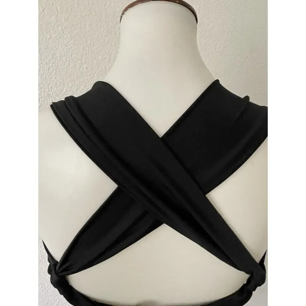 Cupshe Swim Bikini Top Plunge Criss Cross Back Swimwear